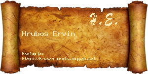 Hrubos Ervin névjegykártya